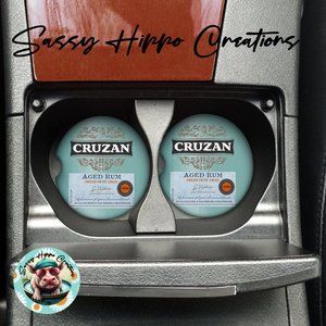 Car Coasters Cruzan Aged Rum Alcohol Adult Beverage Set of 2 Neoprene Absorbent